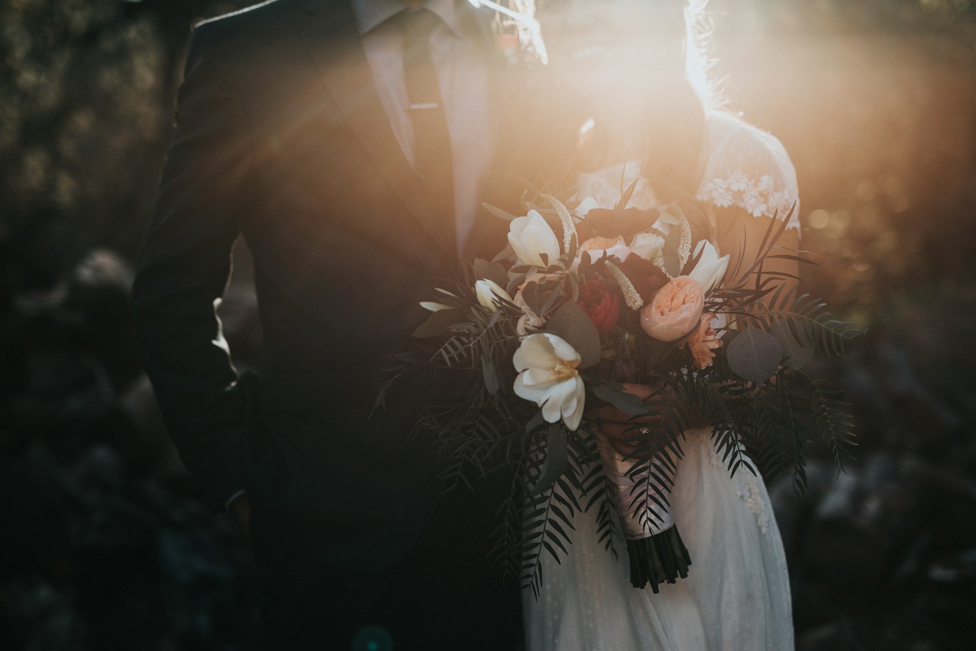 Golden-hour wedding photograph